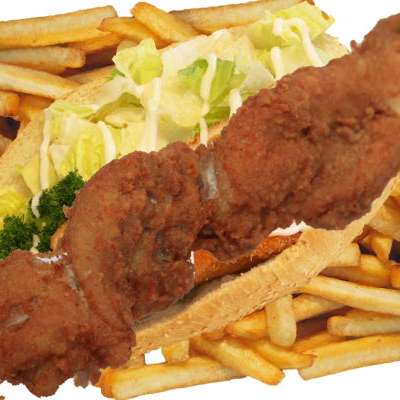 Skewer in a Fresh Bread Roll & Chips