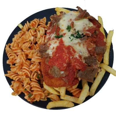 Ham Parma with chips Salad