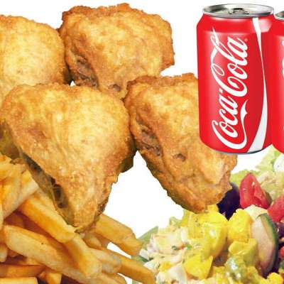 4 Pieces & Small Chips, with Small Salad plus 2 Cans of Drink