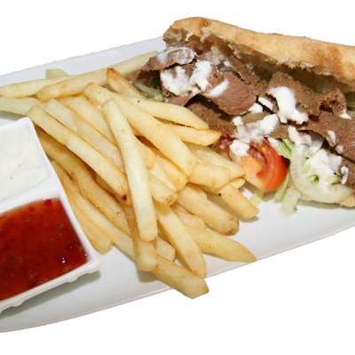 Kebab in Turkish Bread & Chips